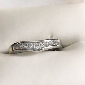 Princess cut wedding band in white gold